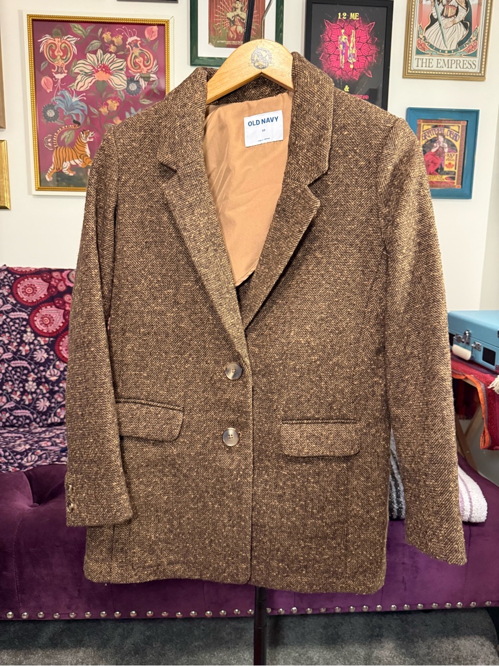 Old Navy Brown Tweed Blazer Jacket